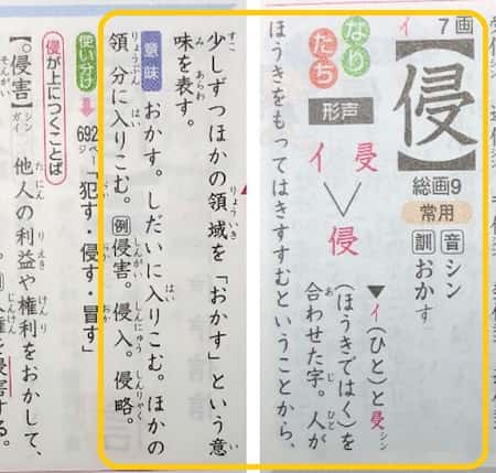 漢字「侵」の部首・画数・読み方・筆順・意味など