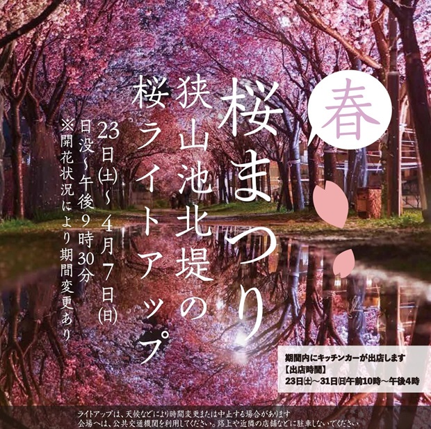 2024年3月23日～4月7日】夜桜ライトアップ！「桜まつり 春」が狭山池北堤で開催されます | 大阪狭山びこー大阪狭山市の地域情報サイト