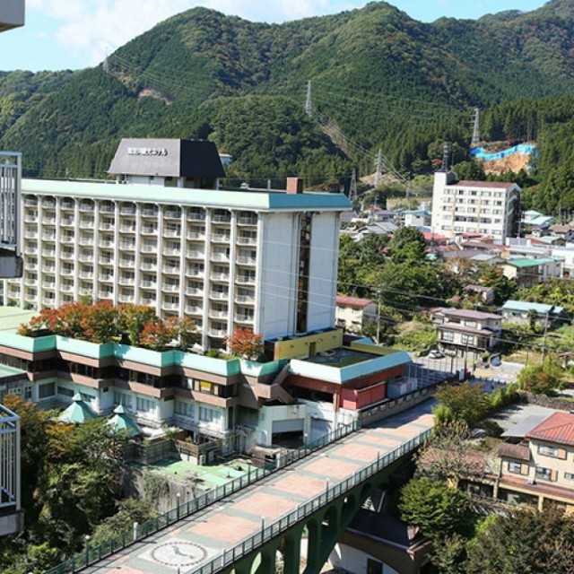 向かいの「鬼怒川温泉 山楽」から見た外観 -